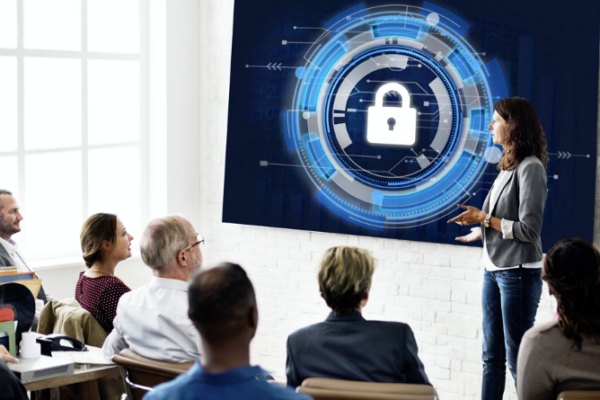 Cyber awareness training Employees attending a cybersecurity awareness training session in Chicago