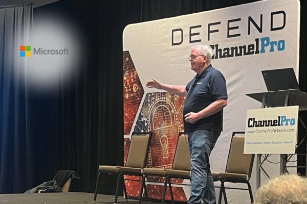 Microsoft presentation at ChannelPro DEFEND cybersecurity event in Schaumburg Illinois