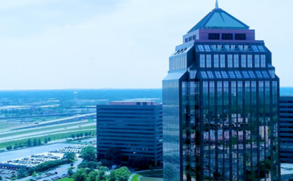Modern corporate office campus in DuPage County illustrating business growth and the increasing need for strategic technology planning and managed IT services in the Chicago area.